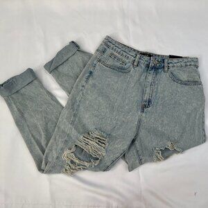 Nwt Missguided Distressed Ripped Acid Wash Jeans - Size 8